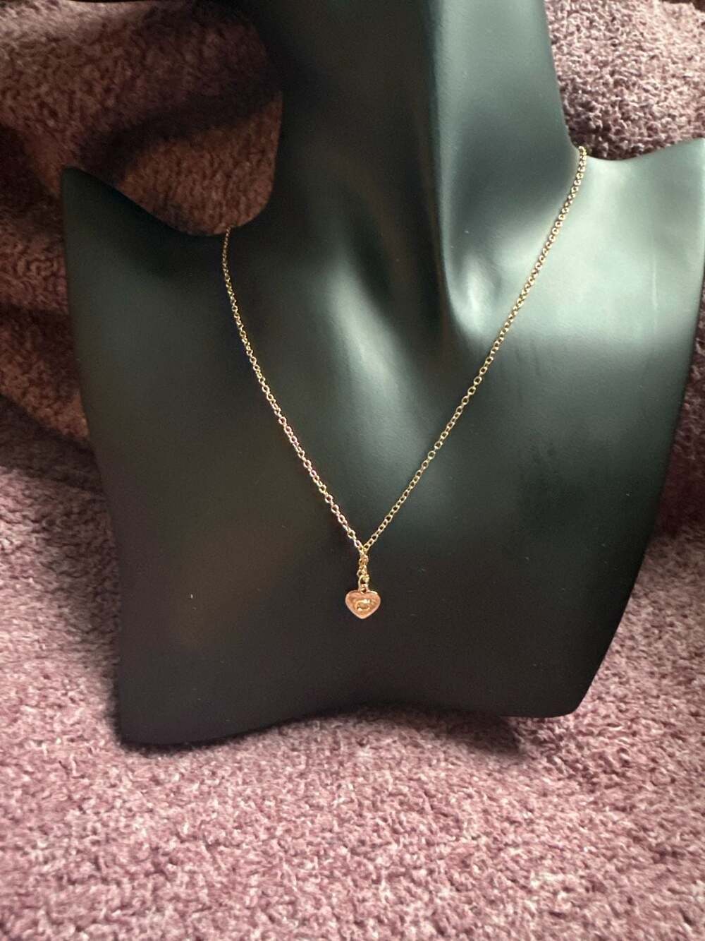 Coach Rose Gold Tone Mini Signature Heart Pendant Necklace